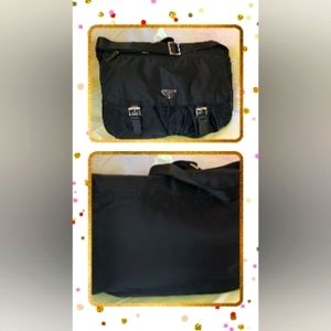 Prada Milano Black Nylon Vela Crossbody Messanger Bag/ !5" X 12" {F32}